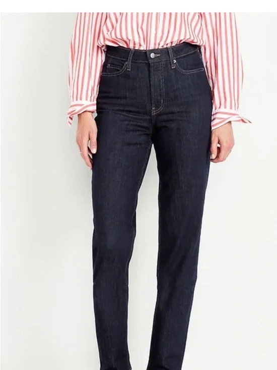 Extra High-Rise Straight Jeans - Dark Blue Rinse - Picture 4 of 9